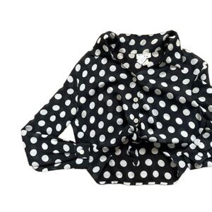 Polka Dot Button-Front Blouse - Black & White